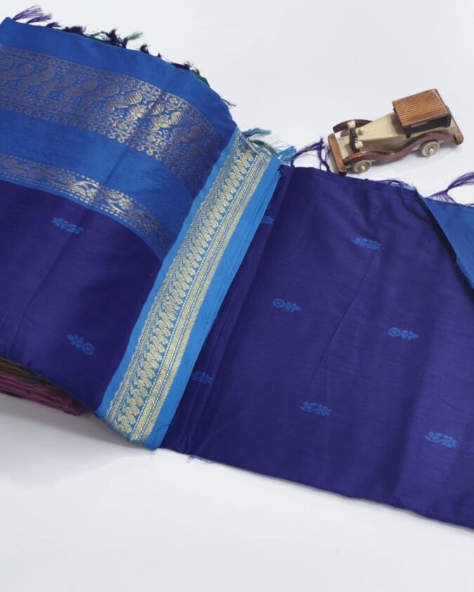 Kalyani Cotton Saree - Navy Blue