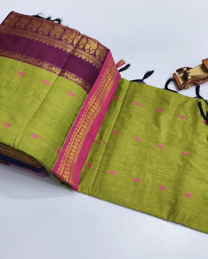 Kalyani Cotton Saree-Chartreuse