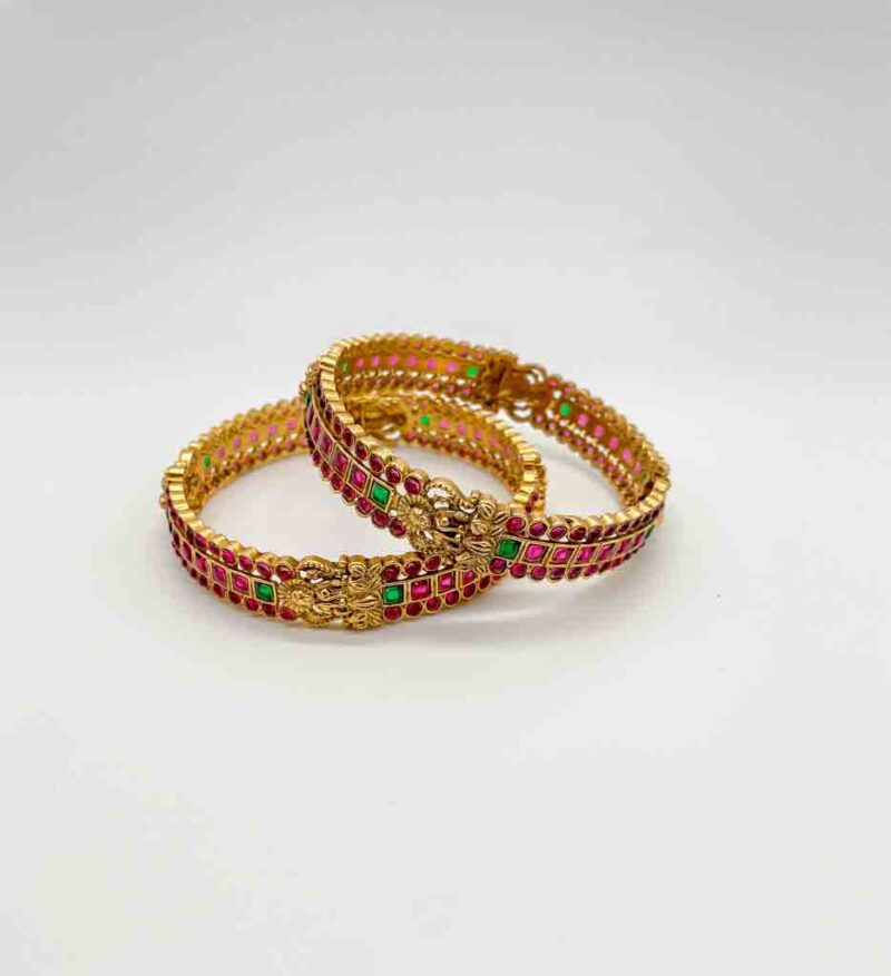 Temple Jewelry - Red Lakshmi Bangles