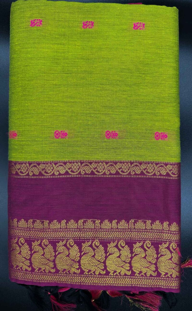 Kalyani Cotton Saree-Chartreuse - Image 2