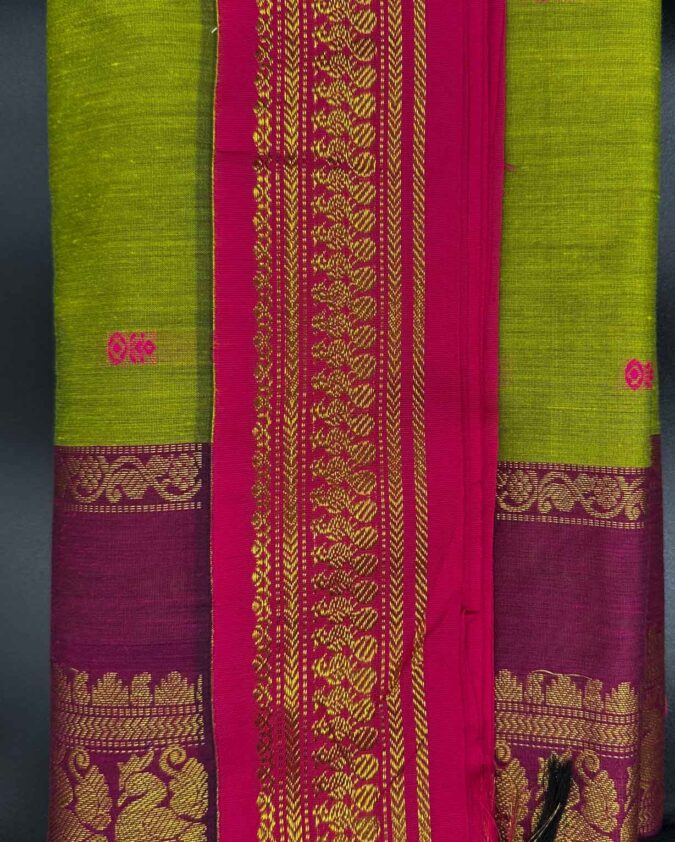 Kalyani Cotton Saree-Chartreuse - Image 3