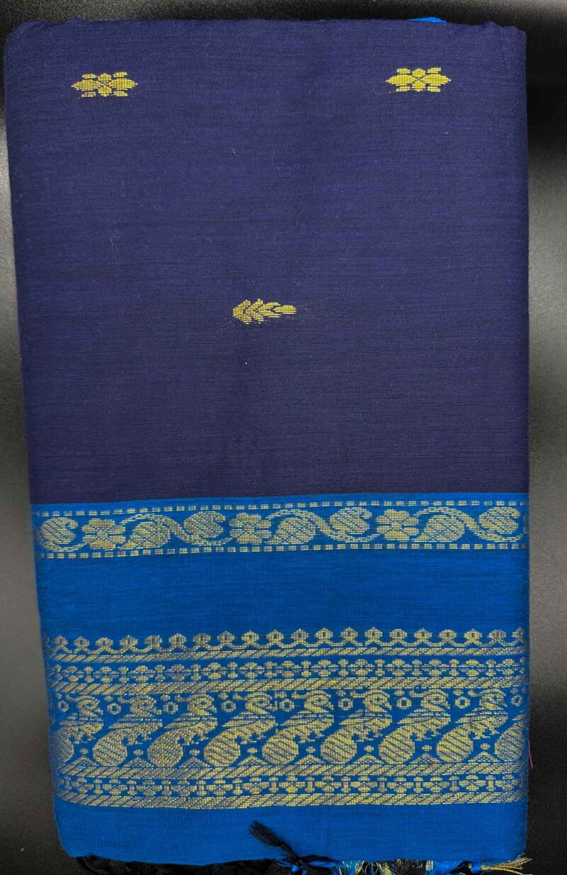 Kalyani Cotton Saree - Navy Blue - Image 2