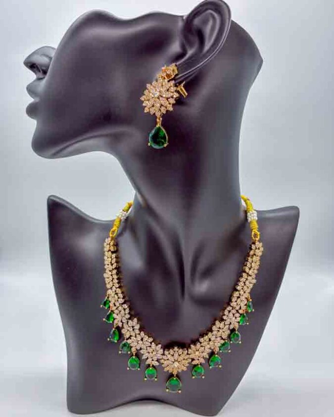 American Diamond - Emerald Green Necklace Set