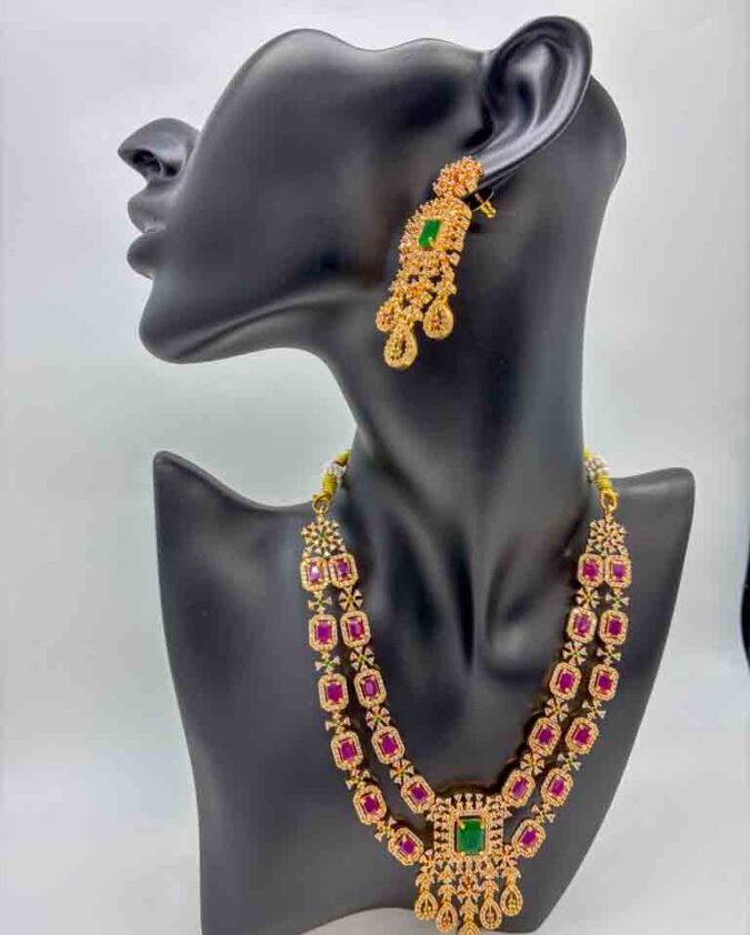 American Diamond - Amaranth Pink Necklace Set