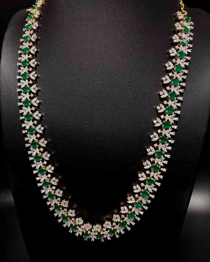 American Diamond - Emerald Green Long Necklace - Image 2