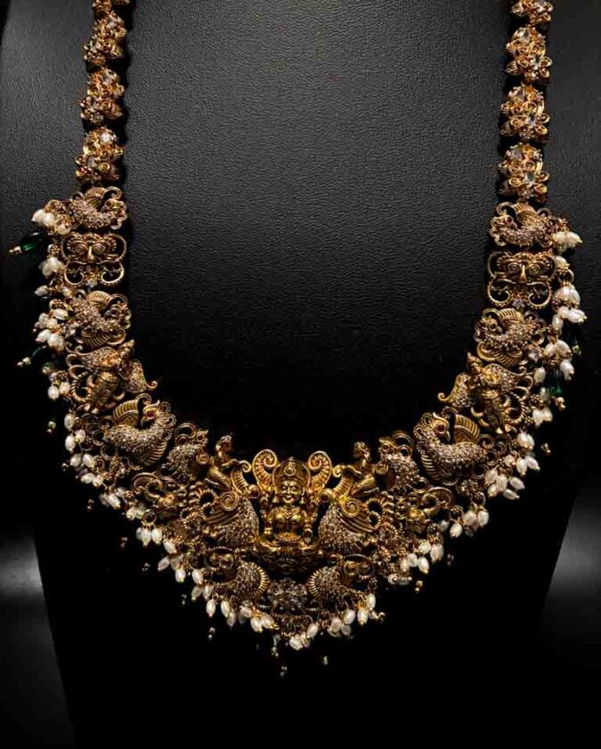 Temple Jewelry - Green kundan Necklace - Image 2