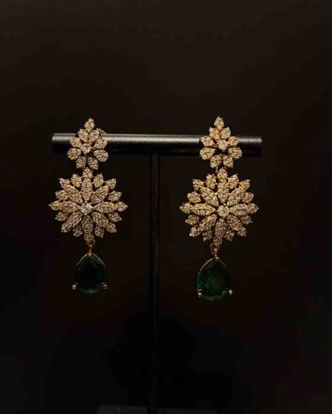American Diamond - Emerald Green Necklace Set - Image 3
